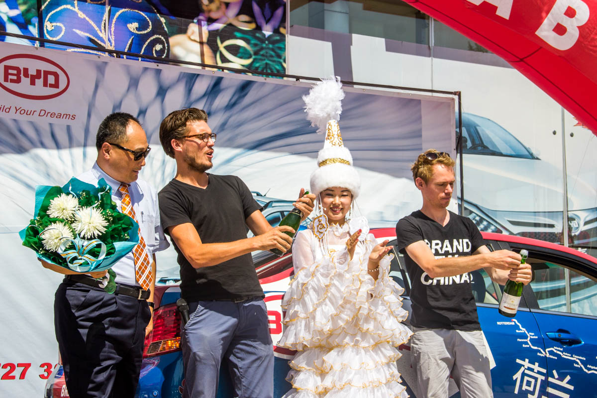 We felt like we won the Tour de France, being on stage with champagne, great people and our car!