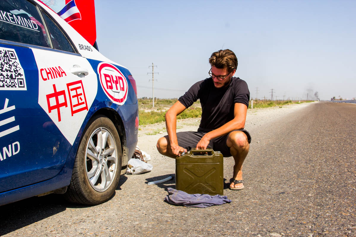 Uzbekistan proved to be quite tricky fuel-wise... thankfully we came well prepared!