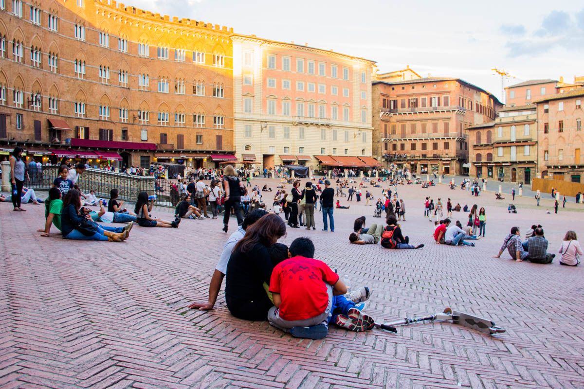 The main square in Siena,  piazza del Campo, is a wonderful gathering place for locals and tourists alike