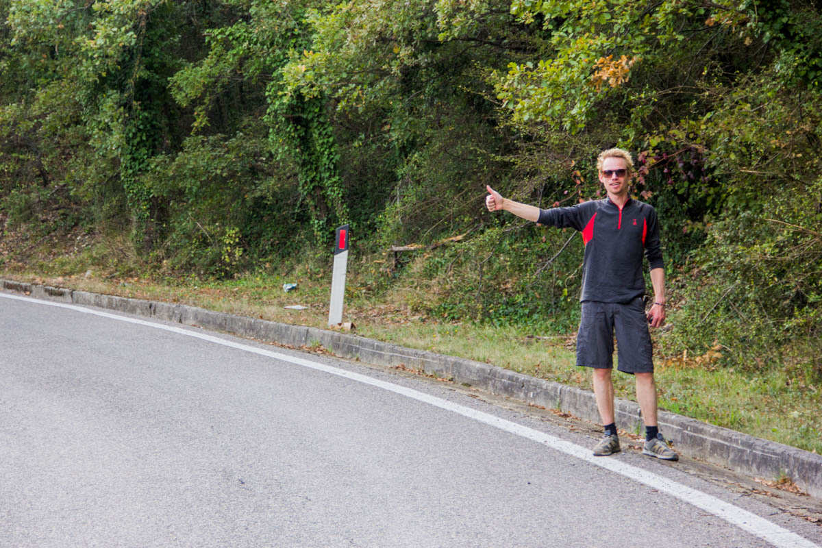 Rogier decided to hitchhike the remaining part of the journey